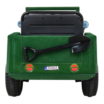 Autko Wojskowe Retro dla dzieci Zielony + Napęd 4x4 + Pilot + 2 Bagażniki + Wolny Start + MP3 LED